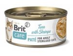 BRIT CARE cat konz. STERILISED TUNA paté/shrimps 70g, zboží skladem